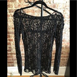 Free People Black Lace Long Sleeve
